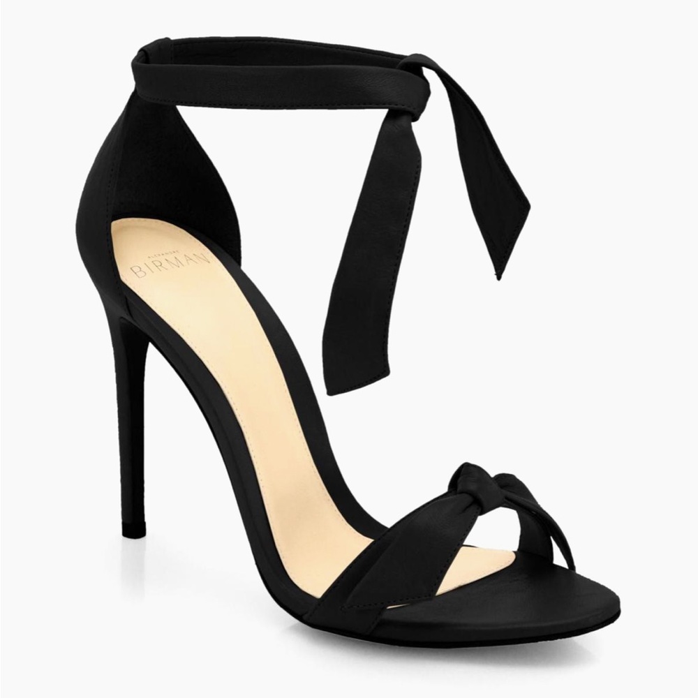 Alexandre Birman Black Satin Ankle-Tie Knot Heel